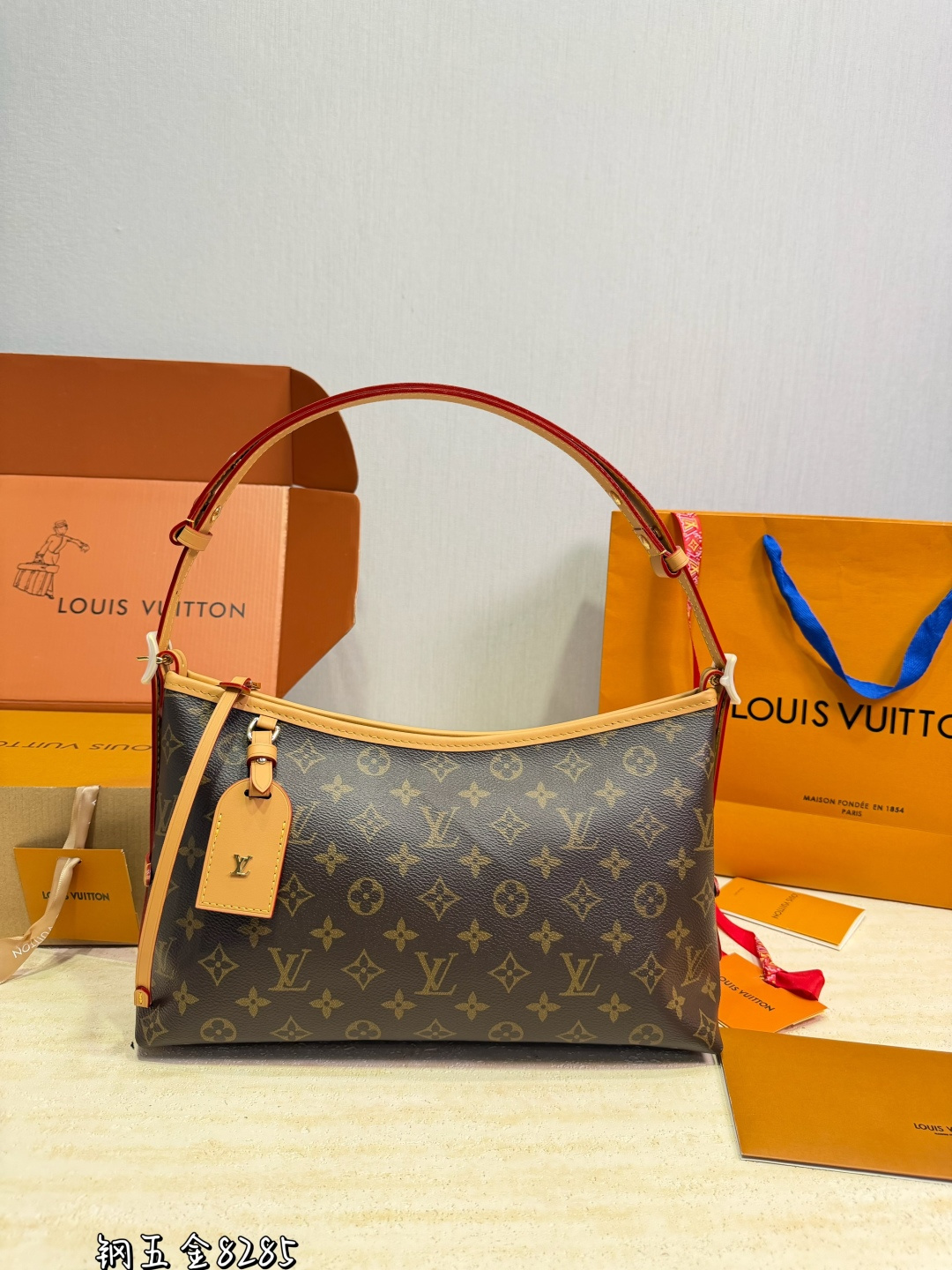 LV Carryall Handbag Monogram Canvas Cowhide Leather Adjustable